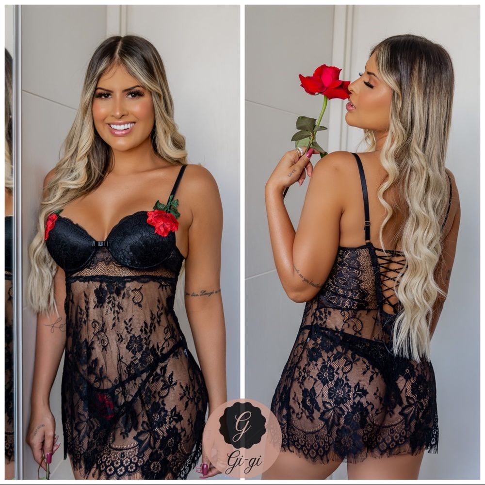 Black beast babydoll lingerie set - imported from brazil 🇧🇷